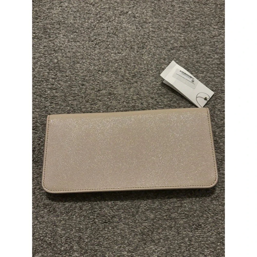 Tory‎ Burch Gigi Patent Clutch Bag Light Oak NWT